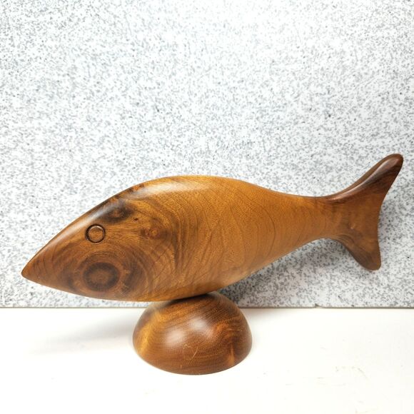 Rogue River Other - Fish Sculpture Rogue River Studio Carved Myrtlewood Signed Oregon